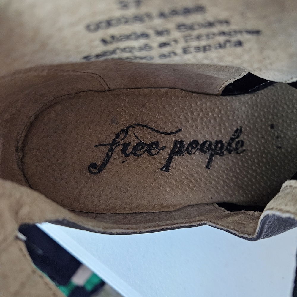 Free People Suri Clog Leather With Chunky Wooden Platform Made In Spain 37 - Picture 10 of 12